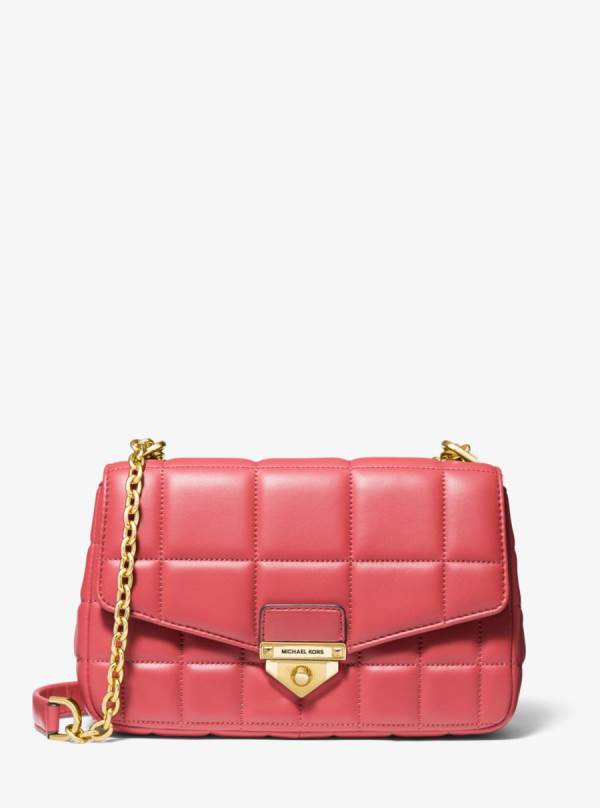Damske Taška Cez Rameno Michael Kors SoHo Large Quilted Leather Svetlo Červené - Kabelky Michael Kors Slevy | RJTWQ-3042